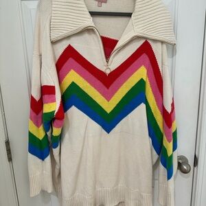 Show Me Your MuMu Multicolor Chevron half zip Sweater
